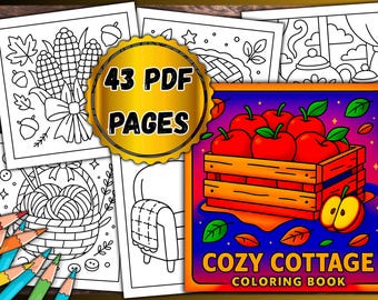Cozy Cottage Coloring Book - 43 PDF Pages