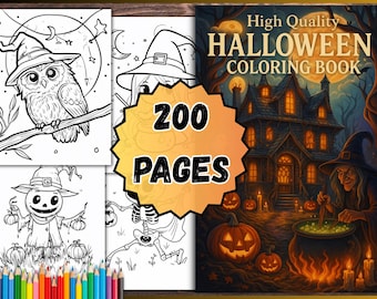 Halloween Coloring Book – 200 Spooky Designs (PDF Pattern)