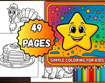Simple Coloring Book for Kids – 49 PDF Pages
