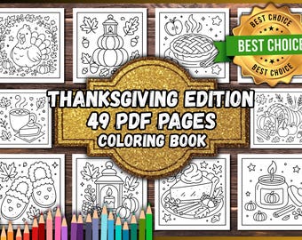 Thanksgiving Edition Coloring Book – 49 PDF Pages