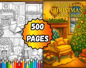 Libro para colorear navideño – 500 ilustraciones festivas (páginas en PDF)