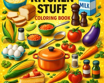 Kitchen Stuff Coloring Book – 48 JPG and 48 PDF Pages