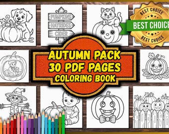 Autumn Pumpkin Coloring Pages – 30 Page Printable (PDF)