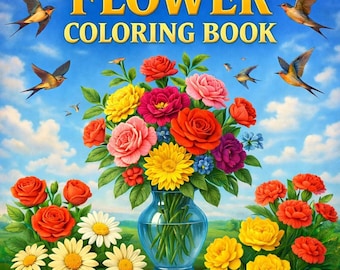 Flower Coloring Book – 50 Printable Floral JPG Designs for Adults