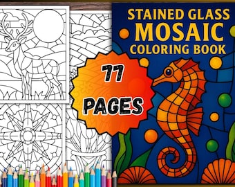 Libro para colorear de mosaicos de vitrales (77 páginas en PDF)