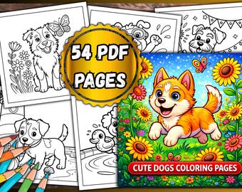 Süsse Hunde Malvorlagen – 54 PDF-Seiten