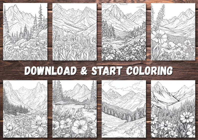 100 Printable Nature Coloring Pages for Adults | PDF Digital Download Floral Stress Relief Mindfulness Art Book image 5