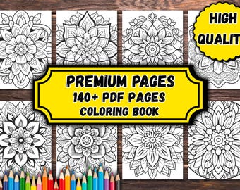 Libro para colorear: Patrones de mandalas florales — Más de 140 páginas en PDF