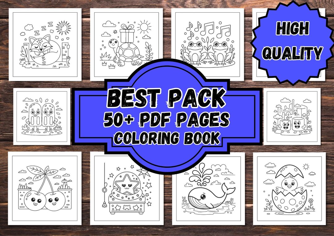 Kids Animal Coloring Book 50+ Cute Pages PDF Download Printable Fun ...