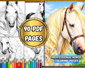 Detailed Horse Coloring Book - 90 Relaxing Pages (PDF Pattern)
