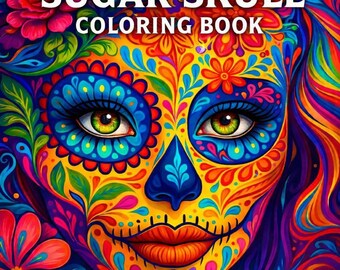 Libro para colorear de calaveras de azúcar – 100 páginas de arte floral (patrón en PDF)