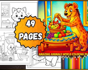 Páginas para colorear de animales asombrosos del mundo: 49 páginas en PDF
