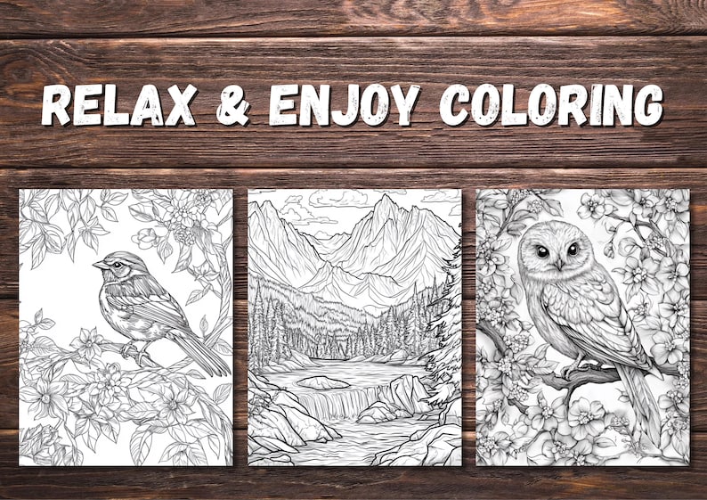 100 Printable Nature Coloring Pages for Adults | PDF Digital Download Floral Stress Relief Mindfulness Art Book image 4