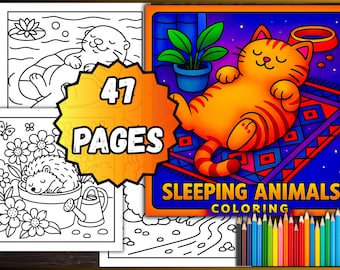 Sleeping Animals Coloring Book — 47 PDF Pages