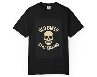 Old Biker Skull T-Shirt, Unisex Tee for Motorcycle Lovers, Vintage Biker Gear, Gifts for Bikers, Cool Casual Wear