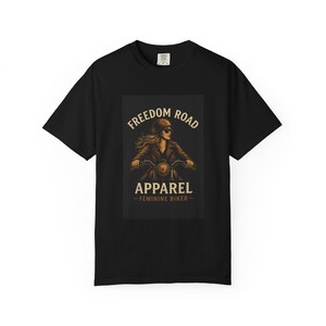 Unisex Garment-Dyed Biker T-shirt - Freedom Road Apparel, Cool Motorcycle Tee, Gift for Bikers, Casual Wear, Road Trip Shirt