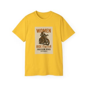 Women Ride It Better Vintage Tee, Motorcycle Shirt, Biker Apparel, Gift for Her, Women&#39;s T-Shirt, Freedom Road Fashion