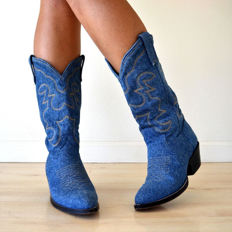 blue jean cowboy boots
