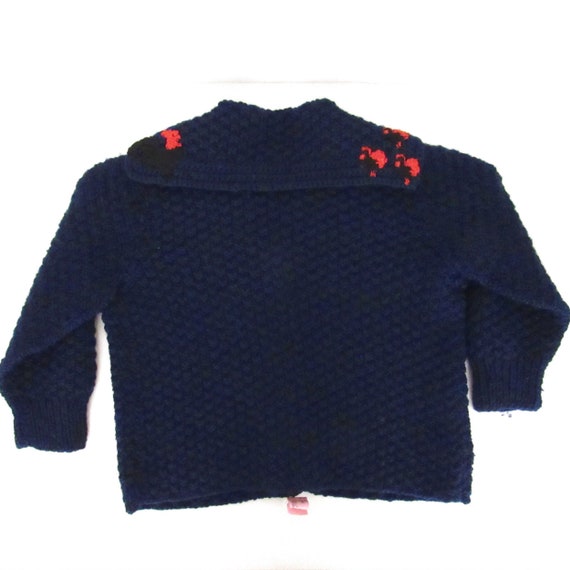 Vintage Baby Kids Sweater - Navy Blue Knit Sweate… - image 2