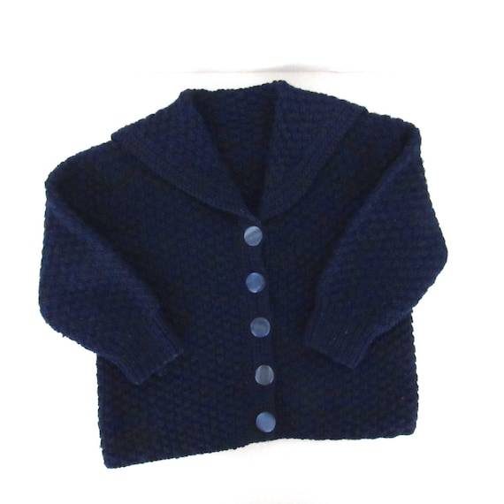 Vintage Baby Kids Sweater - Navy Blue Knit Sweate… - image 1