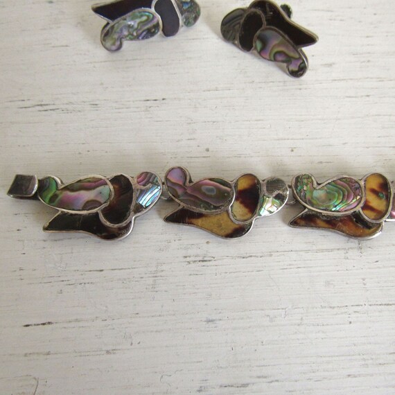 Abalone and Tortoise Shell Bracelet and Earrings … - image 7
