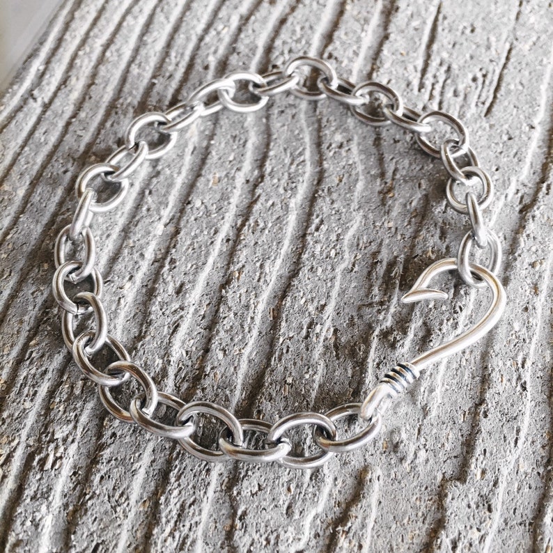Stainless Steel Chain Fish Hook Jewelry Sterling Silver Fishhook Bracelet