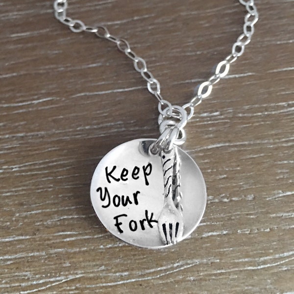 Sterling Silver Necklace: Keep Your Fork, Optimistic Jewelry