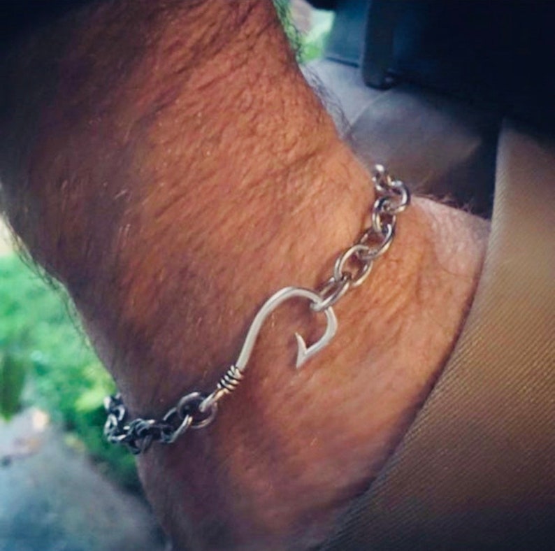 Stainless Steel Chain Fish Hook Jewelry Sterling Silver Fishhook Bracelet