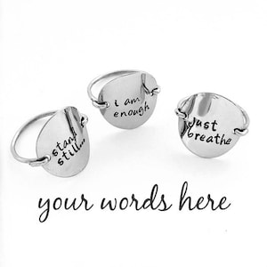 Ultimate Silver Statement Ring | Phrase Jewelry | Personalized Custom Secret Message Note Rings