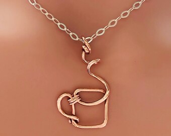 Steamy Coffee Cup of Joe Mug or Hot Tea Necklace