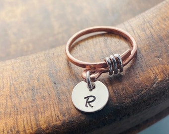 Minimalist Sterling Silver and Copper One or Two Charm Ring