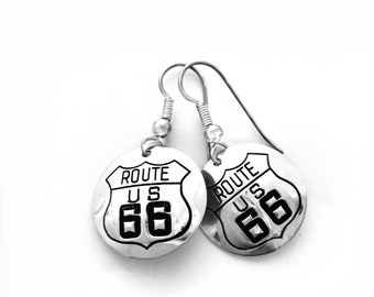 Route 66 Highway Sterling Silver Earrings