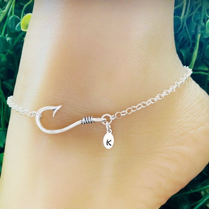 STERLING SILVER Fishhook Anklet Im Hooked On You Ankle Bracelet image 3