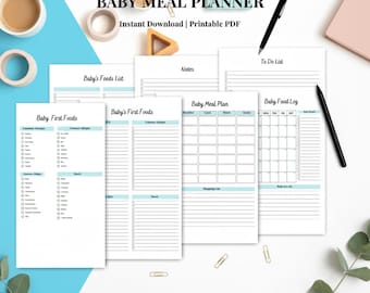 Baby Meal Planner Printable | Solids Tracker, Daily Feeding Schedule | Weaning Planner PDF | First 100 Foods Chart | Instant Download