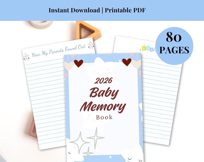 Baby Memory Book Printable & Editable Baby Journal, First Year