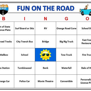 Road Trip Entertainment for Kids - Travel Bingo Game. Very Fun! Download, Print and Play! Includes 60 Bingo Cards.