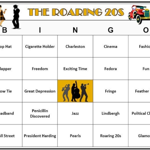 Roaring 20s Party Bingo Game (60 Cards) 1920s Pop Culture. Flappers and  Fun! Easy to Play! Print and Play!