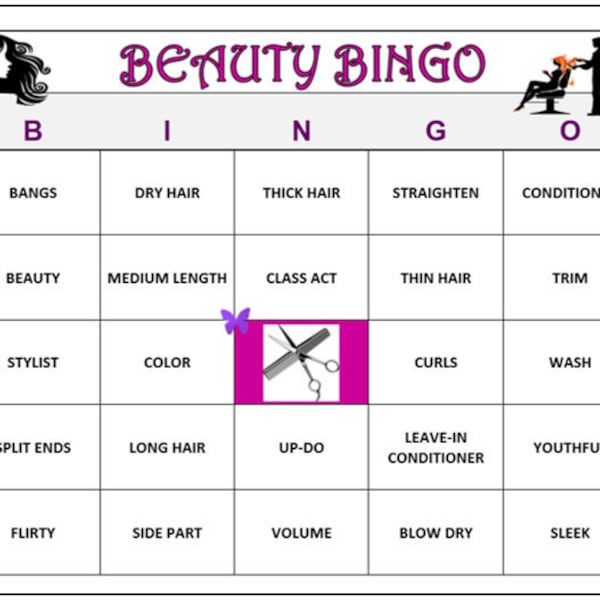 Hair Salon Beauty Bingo Game (30 Cards) Hair Stylist, Hair Care Bingo Words -Very Fun! Print and Play! Digital File