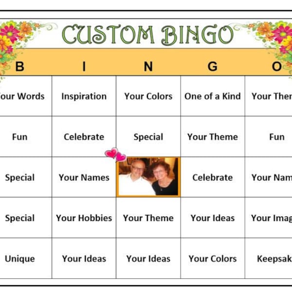 Completely Custom Bingo -30 Cards-Your Words, Your Theme. Very Fun! Created for you to print. Digital File ..Personalize your Party!