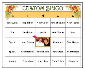 Completely Custom Bingo -30 Cards-Your Words, Your Theme. Very Fun! Created for you to print. Digital File ..Personalize your Party!