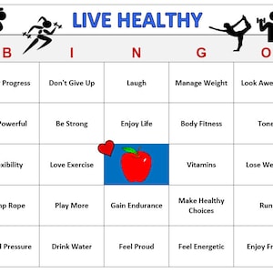 Bingo gezond leven: motiverend wellnessspel, fitness en dieet aanmoedigen, inclusief 30 kaarten naar jou gemaild