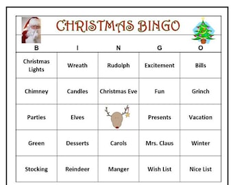 Christmas Party Bingo- Holiday Game is Fun for All Ages! Includes 60 Bingo cards, Download, Print and Play!