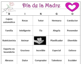 Juego de Bingo día de madres ( 60 Cards)   Mamá inspiró palabras..Descargar juego-usted imprime y juega