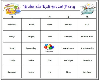 retirement party bingo game 60 cards retirement bingo etsy printable retirement party games