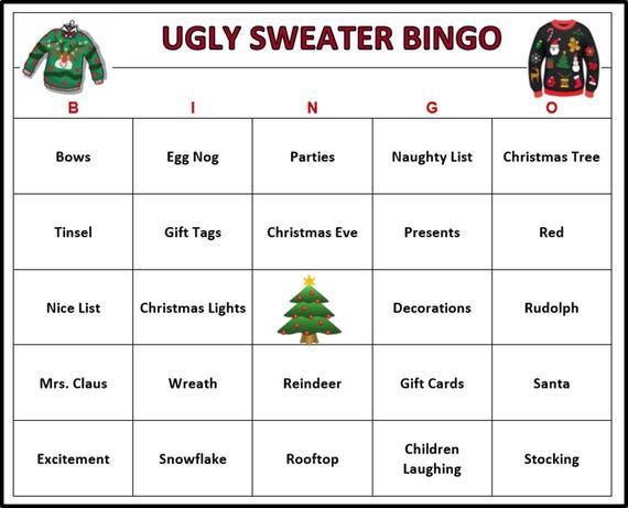Holiday Bingo Printable Holiday Bingo Printable