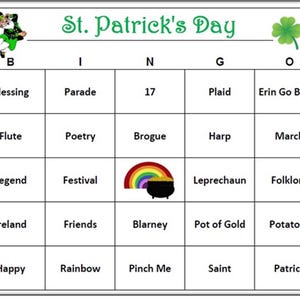 St. Patrick's Day bingospel (30 kaarten) St. Paddy's Day bingowoorden: erg leuk spel voor alle leeftijden! 30 kaarten verzonden