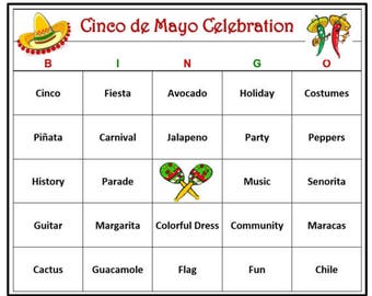Cinco de Mayo Bingo Game- Fun Way to Celebrate ! Ole! - 30 Bingo Cards