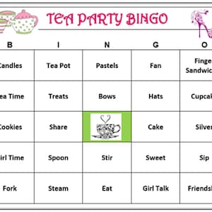 Tea Party-bingospel: vier meisjestijd, theetijdplezier: perfect voor een verjaardagsfeestje! 30 kaarten naar jou gemaild