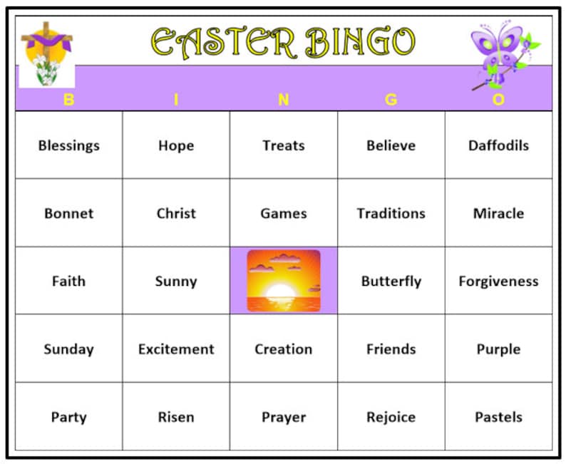 Christian Easter Party Bingo Game 60 Cards Easter Theme Etsy
