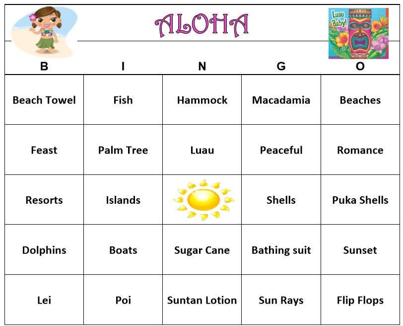 Play Luau Bingo Play Luau Bingo